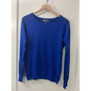 Liquid by Sioni Women's Blue Sparkle Long Sleeve Crew Neck Sweater Size M